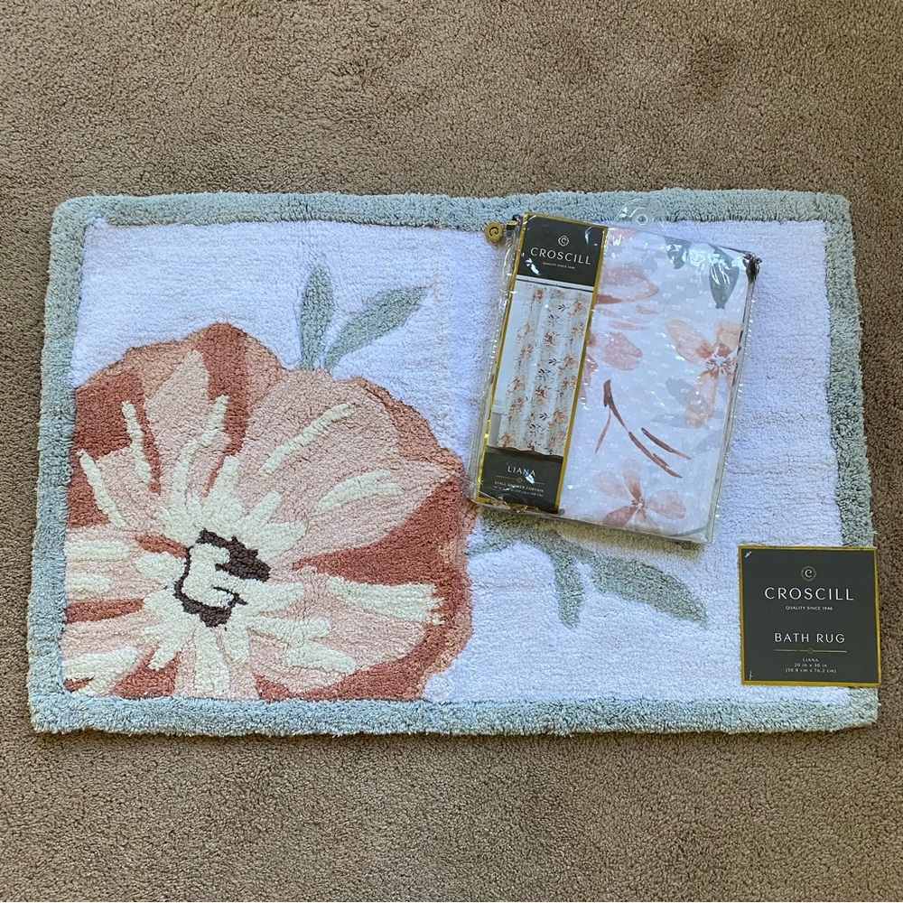 Croscill Liana Bath Rug and Stall Shower Curtain